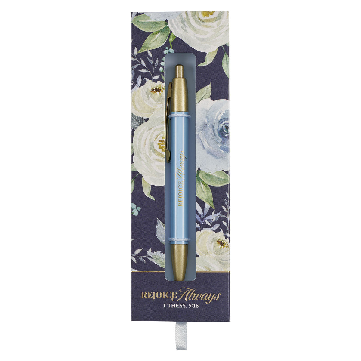 Rejoice Always Frosty Blue Classic Gift Pen - 1 Thessalonians 5:16 - The Christian Gift Company