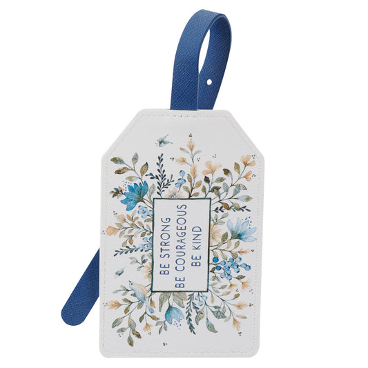 Strong Courageous Kind Faux Leather Luggage Tag - The Christian Gift Company