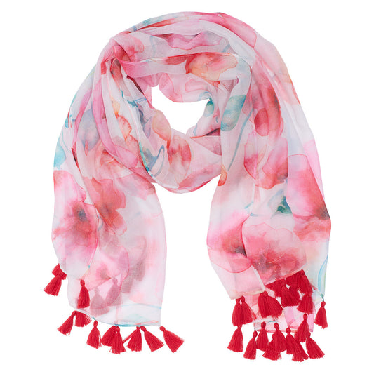 Cherish Every Moment Coral Poppies Scarf - The Christian Gift Company