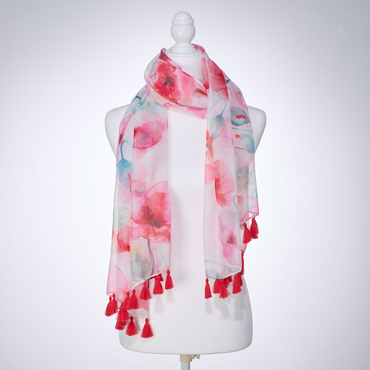 Cherish Every Moment Coral Poppies Scarf - The Christian Gift Company