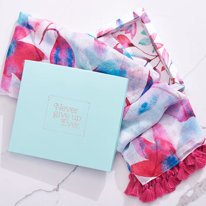 Never Give Up Pink Petals Scarf - The Christian Gift Company
