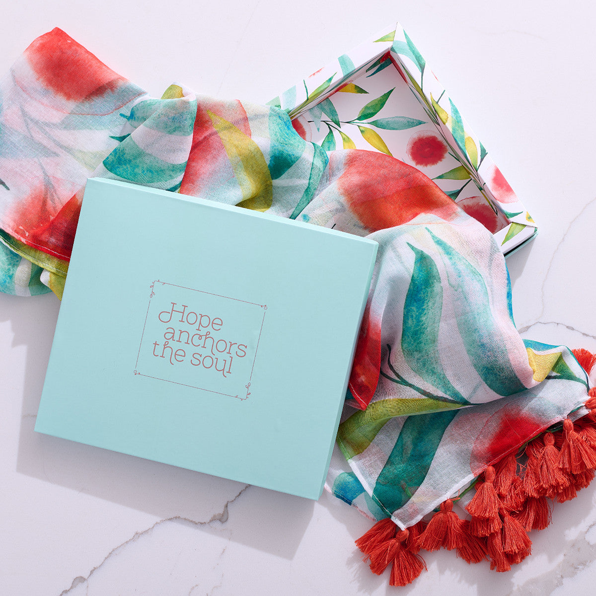 Hope Anchors The Soul Orange Blossoms Scarf - The Christian Gift Company