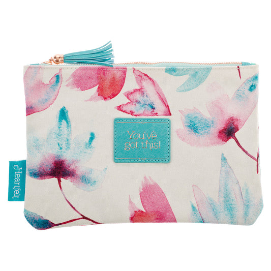 You've Got This Pink Petals Zippered Canvas Pouch - The Christian Gift Company