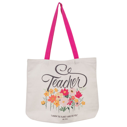 I Know the Plans Teacher Canvas Tote Bag - Jeremiah 29:11 - The Christian Gift Company