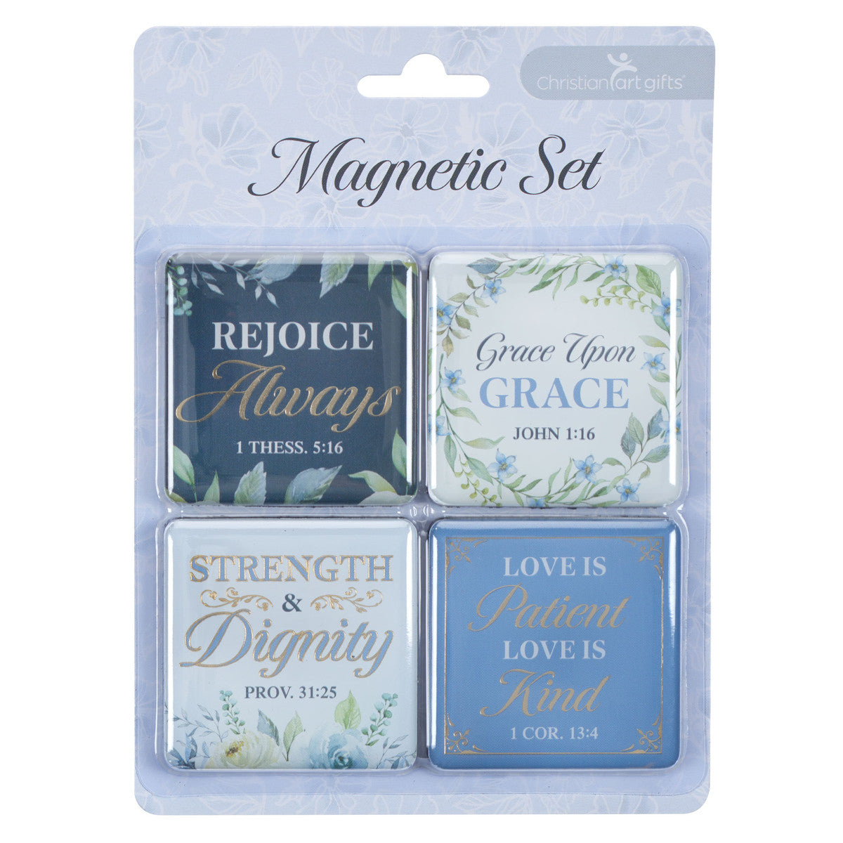 Strength and Dignity Indigo Rose Magnet Set - The Christian Gift Company