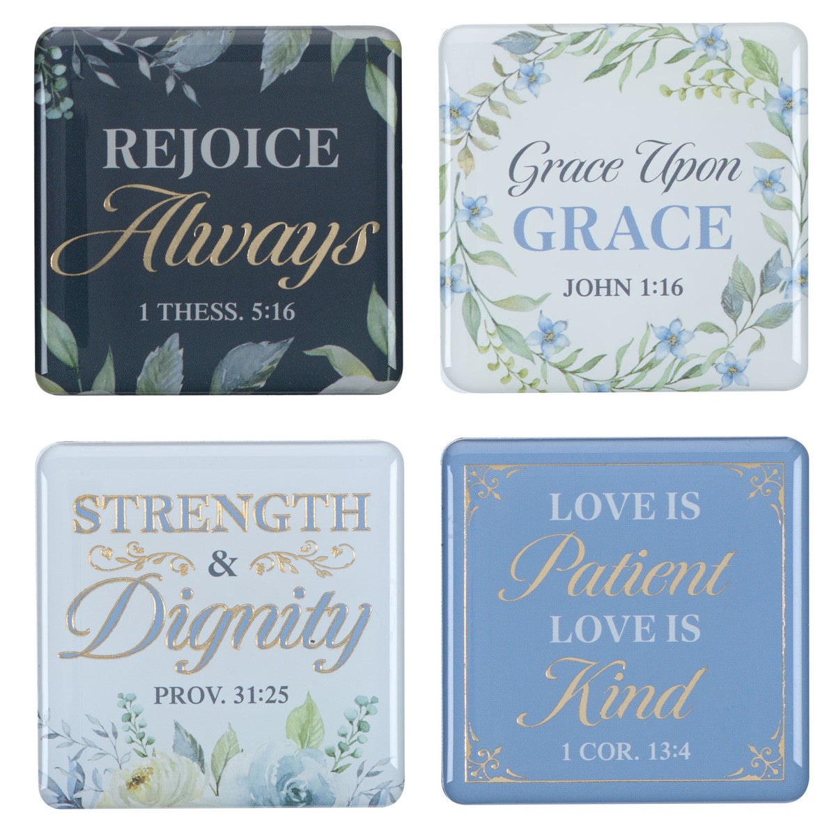 Strength and Dignity Indigo Rose Magnet Set - The Christian Gift Company