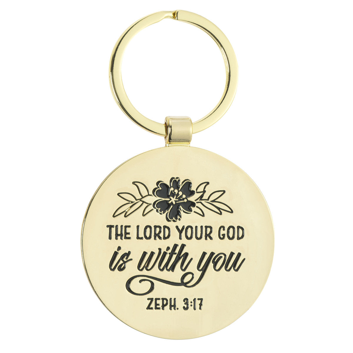 Teach, Encourage, Inspire Pink Epoxy-coated Metal Keychain - Zephaniah 3:17 - The Christian Gift Company