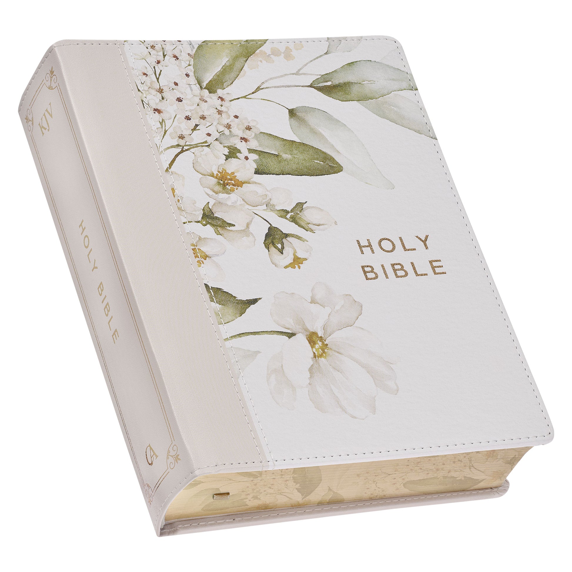 Feather Grey Floral Faux Leather Hardcover King James Version Note-taking Bible - The Christian Gift Company
