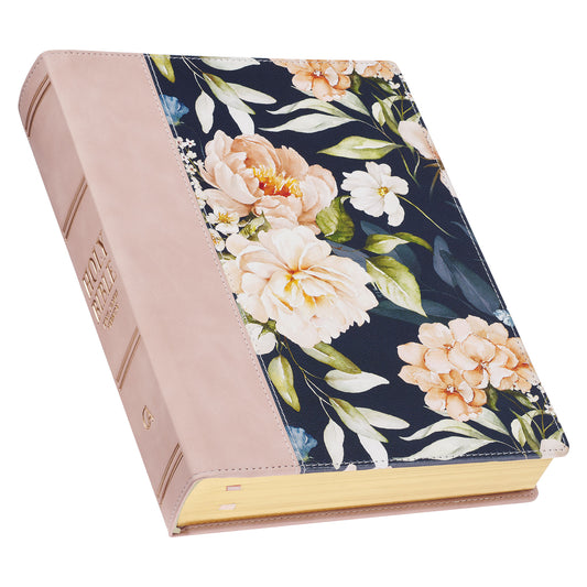 Dusty Peach Faux Leather Hardcover Large Print King James Version Note-taking Bible - The Christian Gift Company