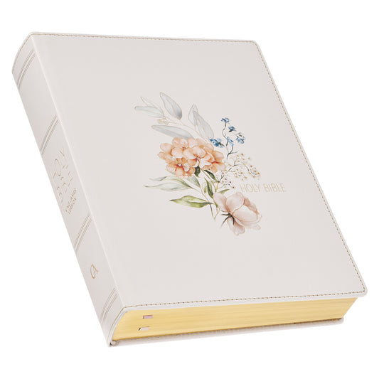 Blush Bouquet Faux Leather Hardcover Large Print King James Version Note-taking Bible - The Christian Gift Company
