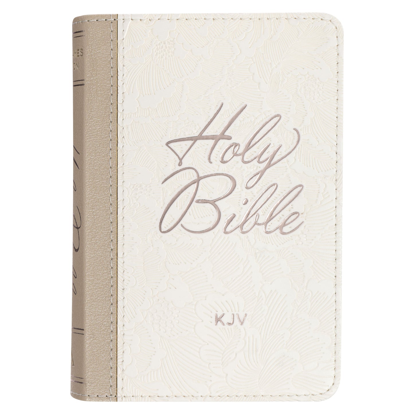 Pearlised White and Taupe Faux Leather King James Version Pocket Bible - The Christian Gift Company