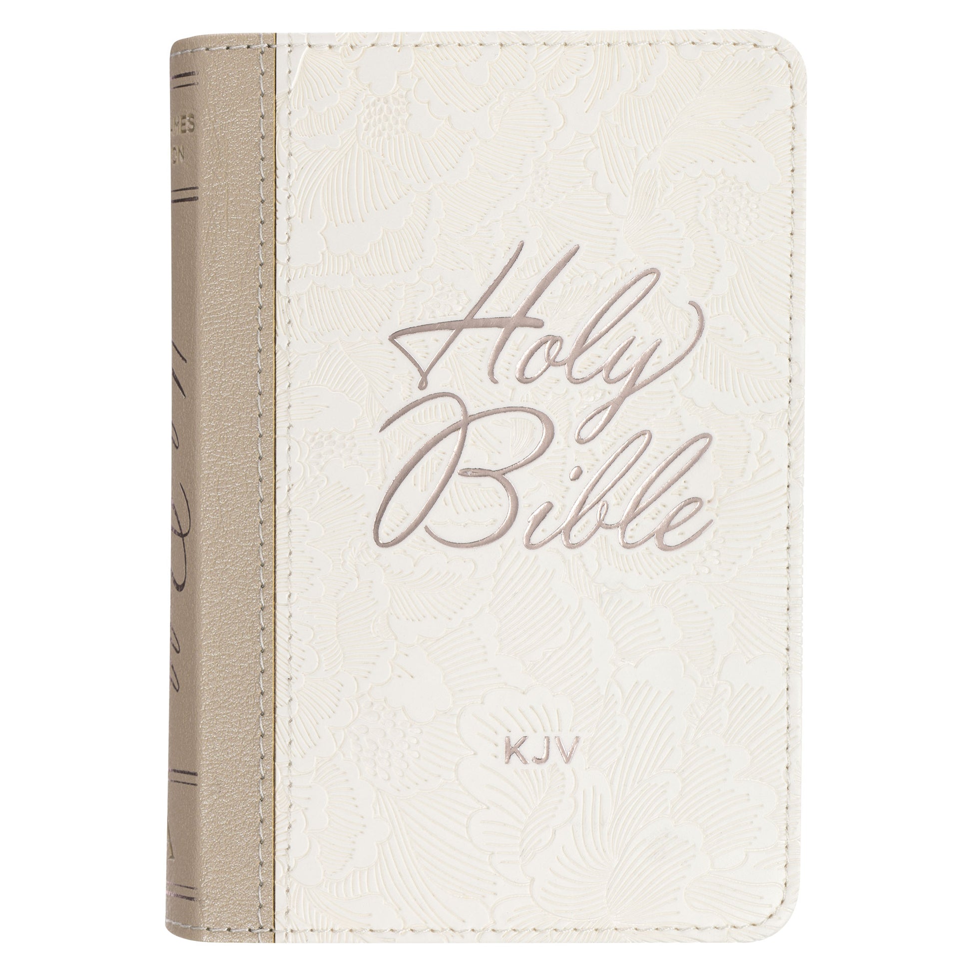 Pearlised White and Taupe Faux Leather King James Version Pocket Bible - The Christian Gift Company