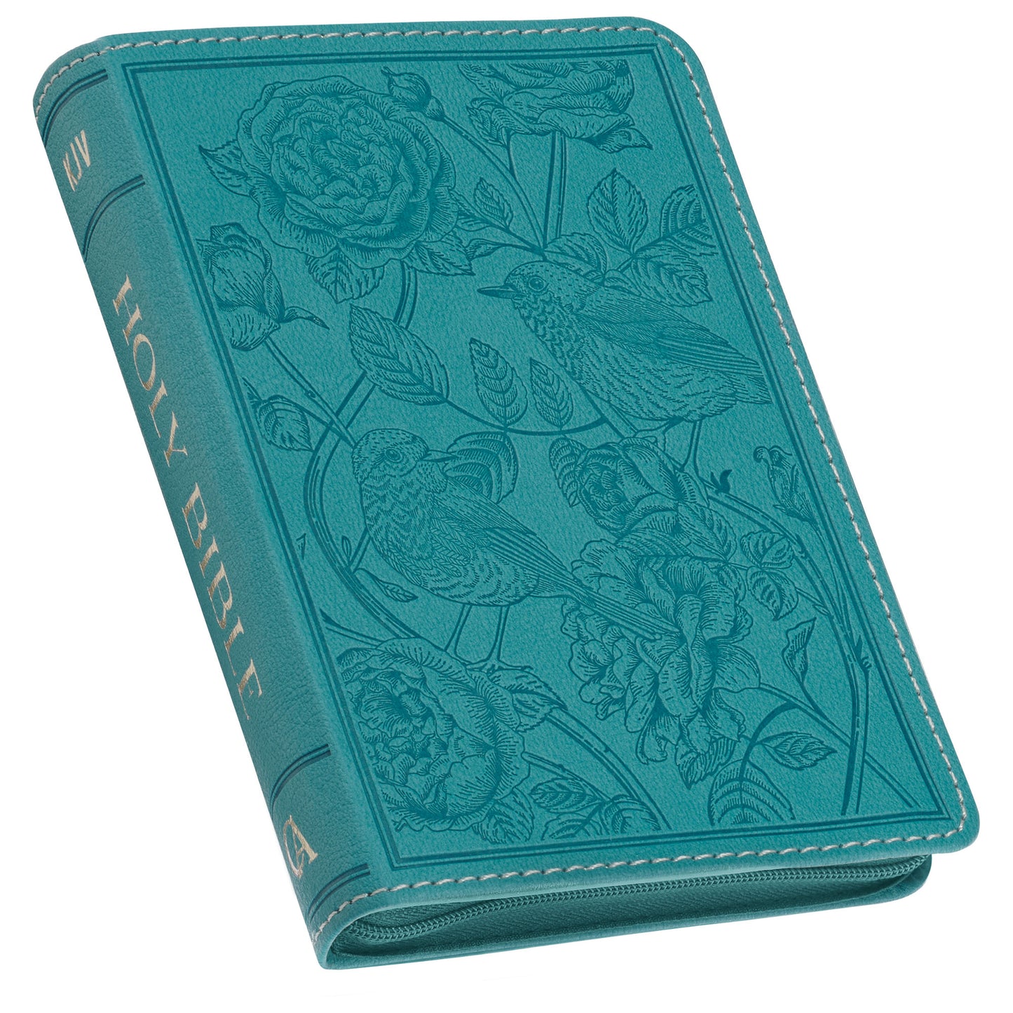 Teal Faux Leather Compact King James Version Bible with Zipper Closure - The Christian Gift Company