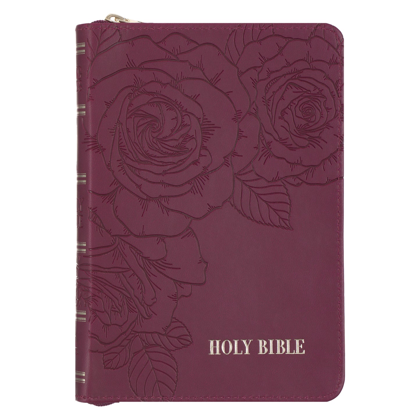 Maroon Faux Leather Compact King James Version Bible with Zipper Closure - The Christian Gift Company