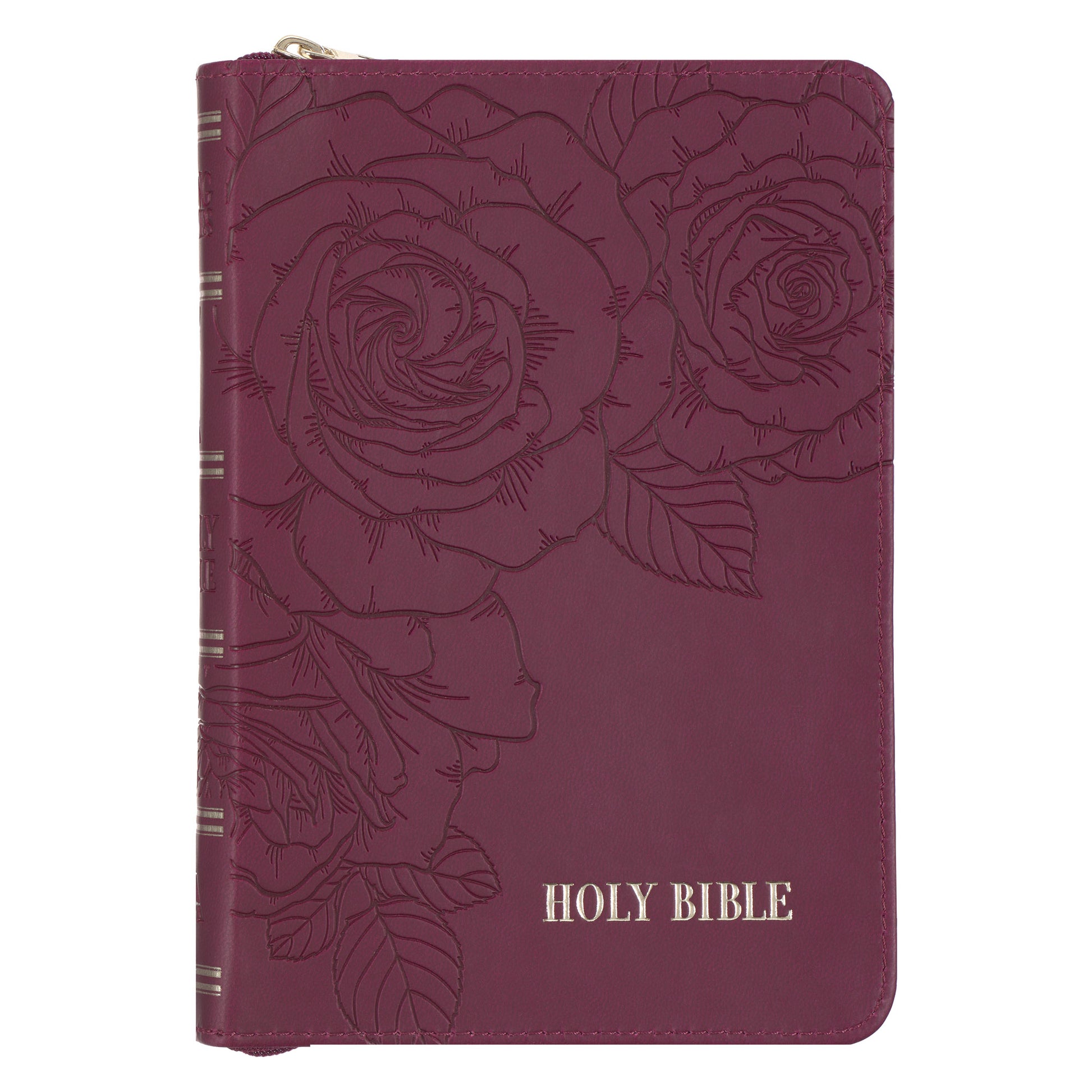 Maroon Faux Leather Compact King James Version Bible with Zipper Closure - The Christian Gift Company