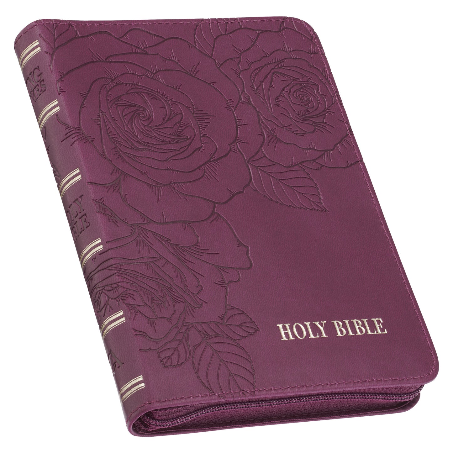 Maroon Faux Leather Compact King James Version Bible with Zipper Closure - The Christian Gift Company