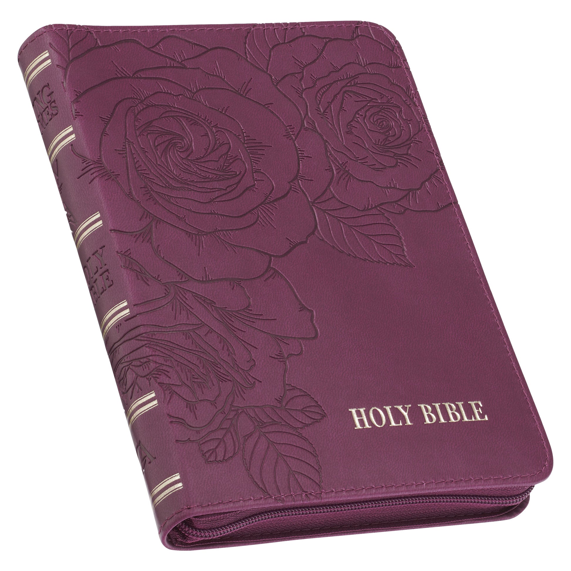 Maroon Faux Leather Compact King James Version Bible with Zipper Closure - The Christian Gift Company