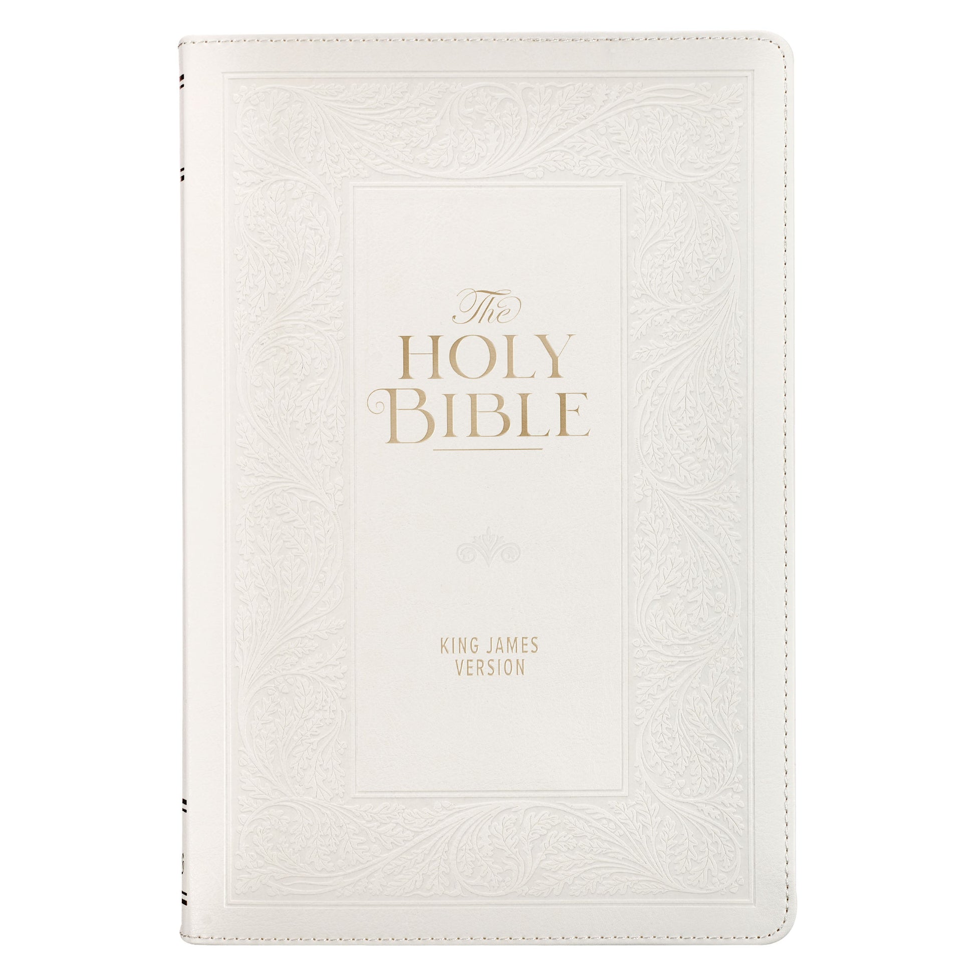 White Floral Faux Leather Giant Print Standard-size King James Version Bible with Thumb Index - The Christian Gift Company