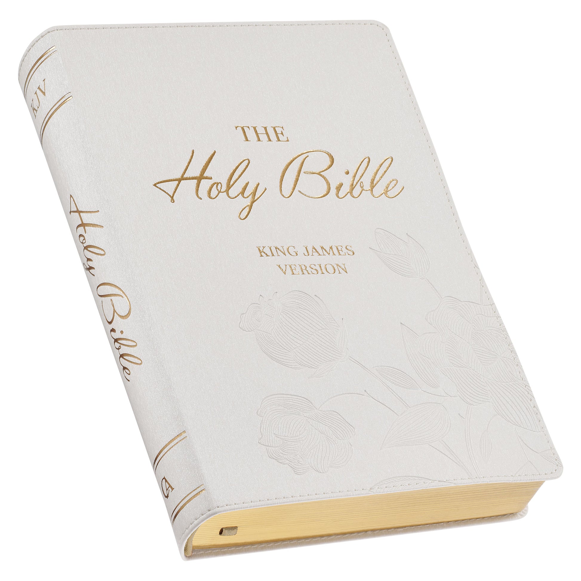 White Faux Leather Super Giant Print King James Version Bible with Thumb Index - The Christian Gift Company