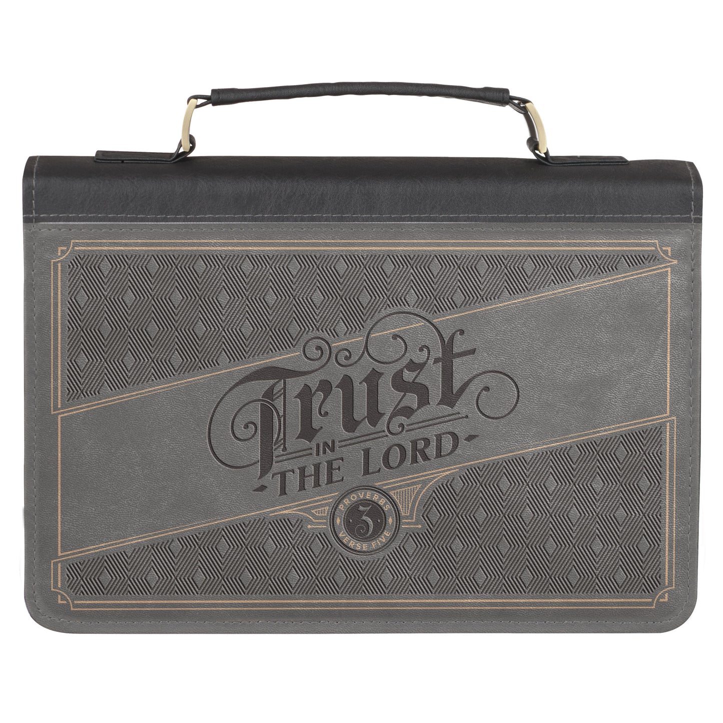 Trust in the Lord Charcoal Faux Leather Bible Cover - Proverbs 3:5 - The Christian Gift Company