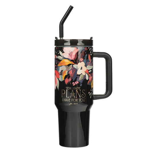 The Plans 40oz Tumbler with Reusable Straw - Jeremiah 29:11 - The Christian Gift Company