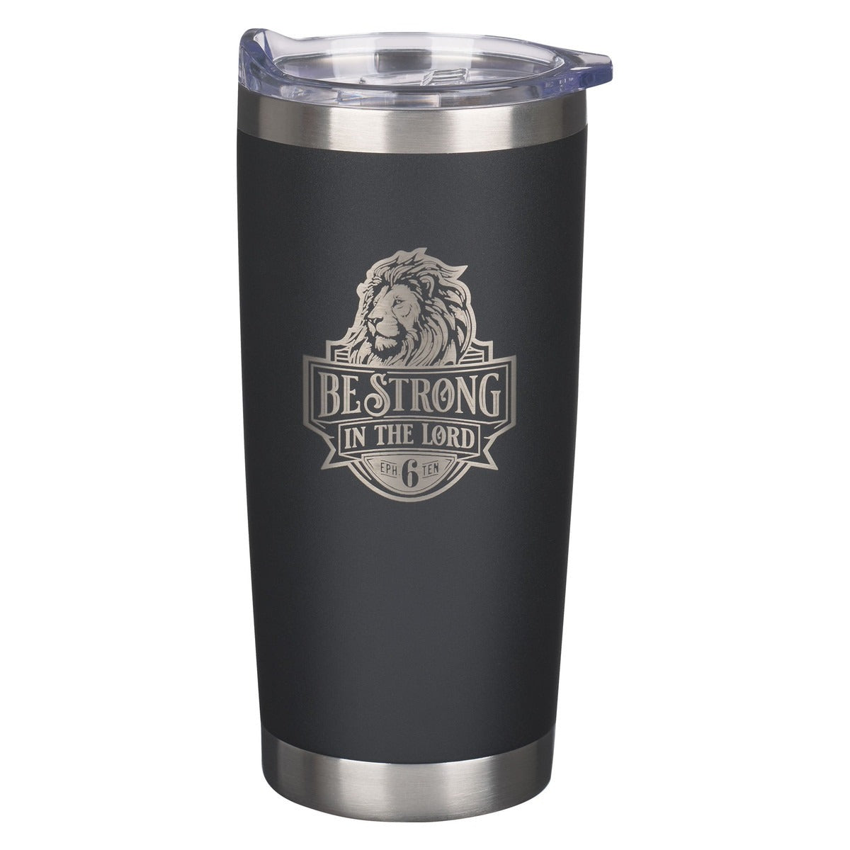 Be Strong in the Lord Black Stainless Steel Mug - Ephesians 6:10 - The Christian Gift Company