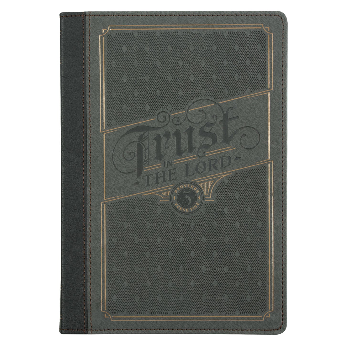 Trust in the Lord Charcoal Faux Leather Classic Journal - Proverbs 3:5 - The Christian Gift Company