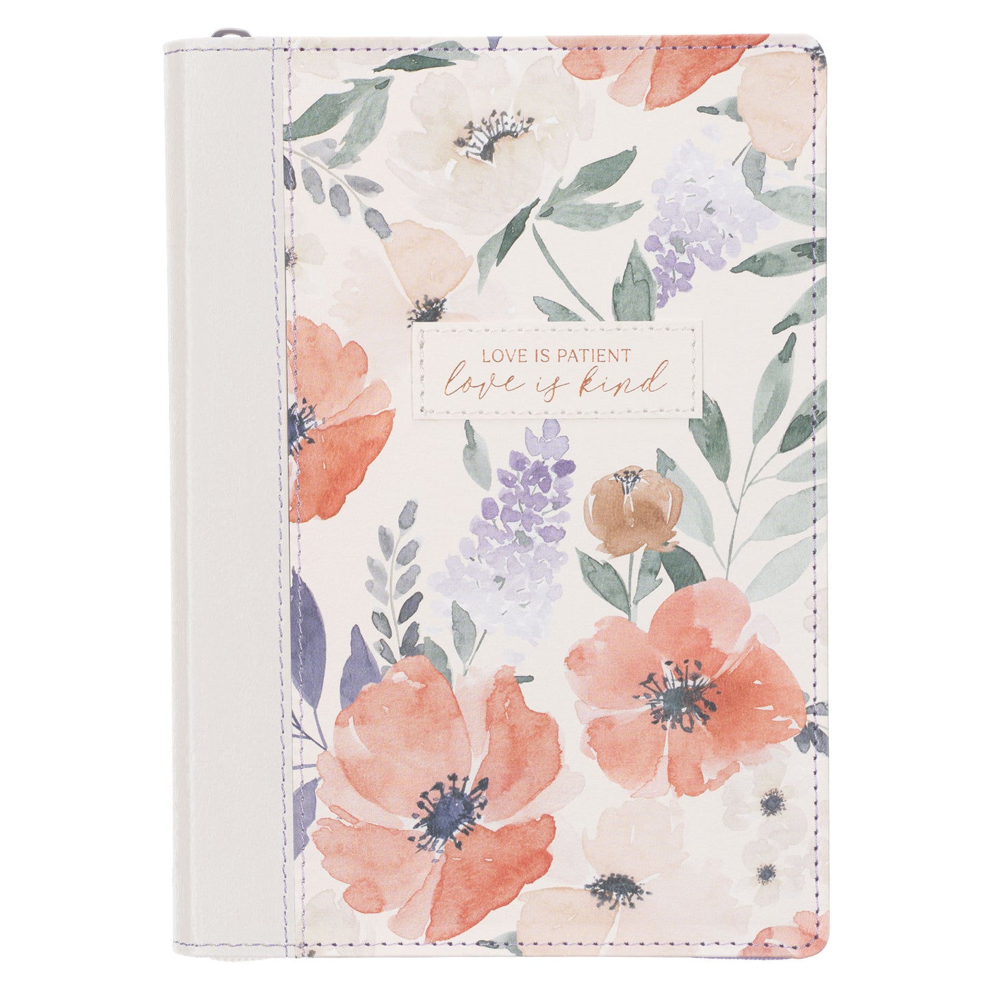 Love is Kind Coral Poppy Faux Leather Journal with Zipper Closure - The Christian Gift Company