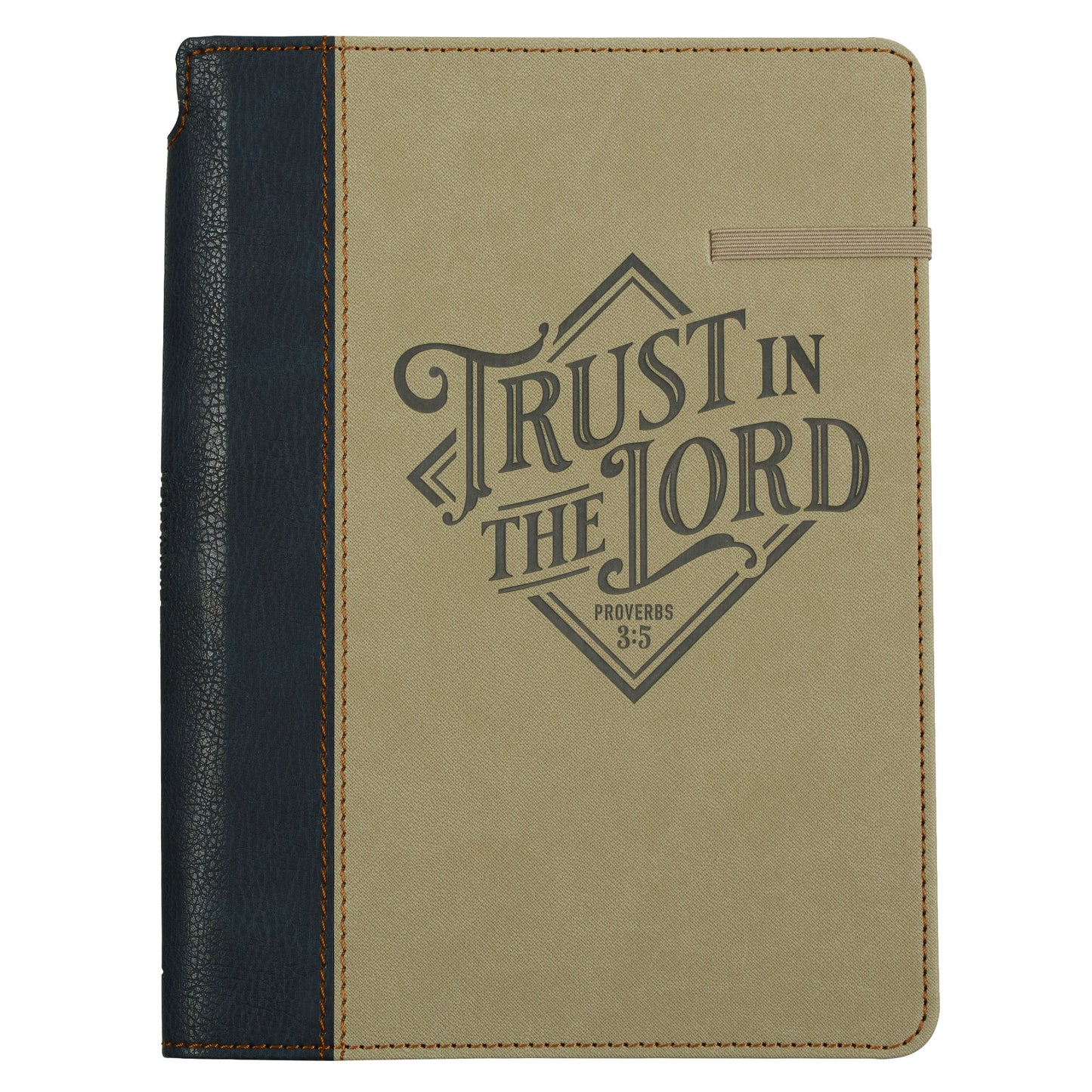 Trust in the Lord Black and Sand Faux Leather Classic Journal with Pen Holder - Proverbs 3:5 - The Christian Gift Company