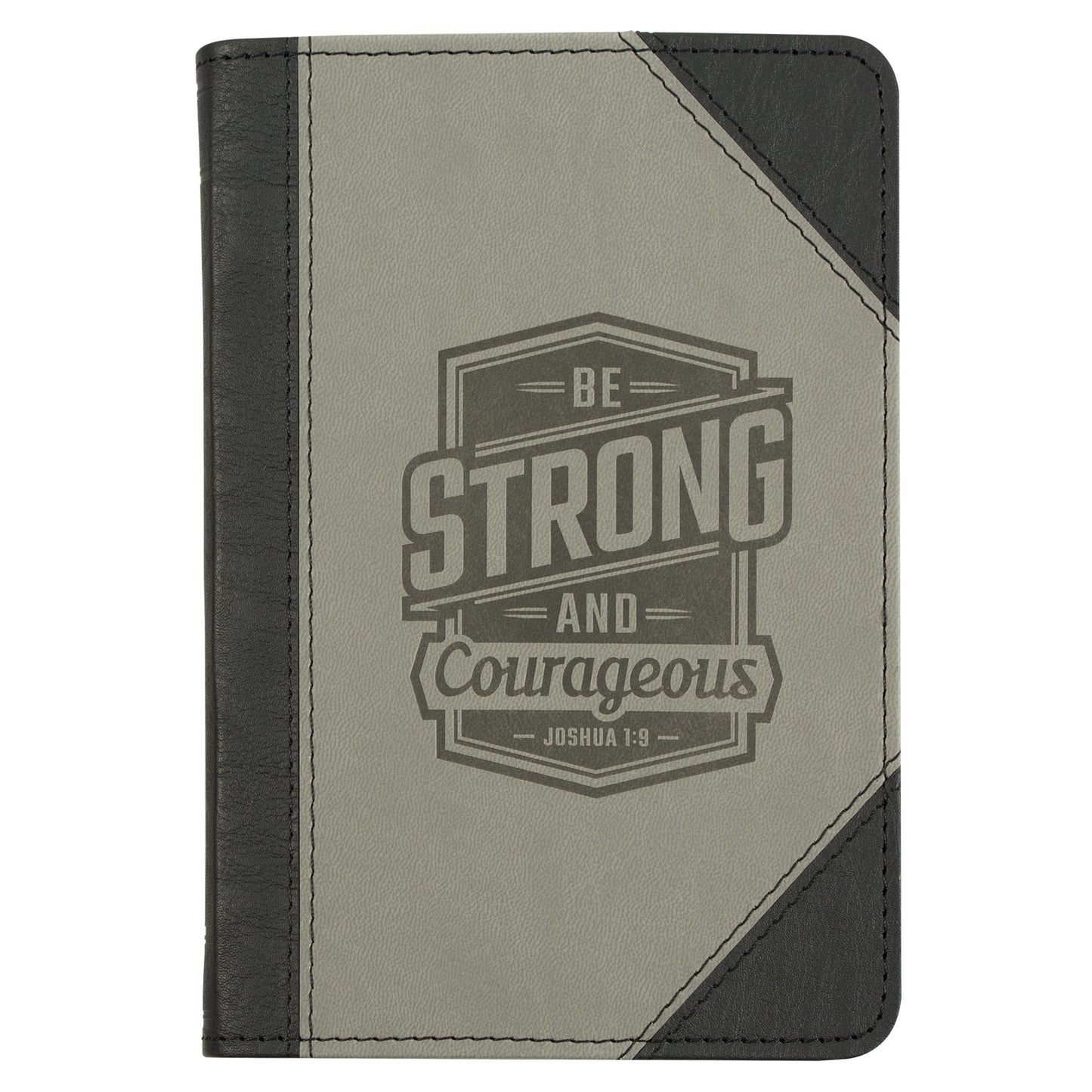 Be Strong and Courageous Black and Grey Faux Leather Handy-sized Journal - Joshua 1:9 - The Christian Gift Company