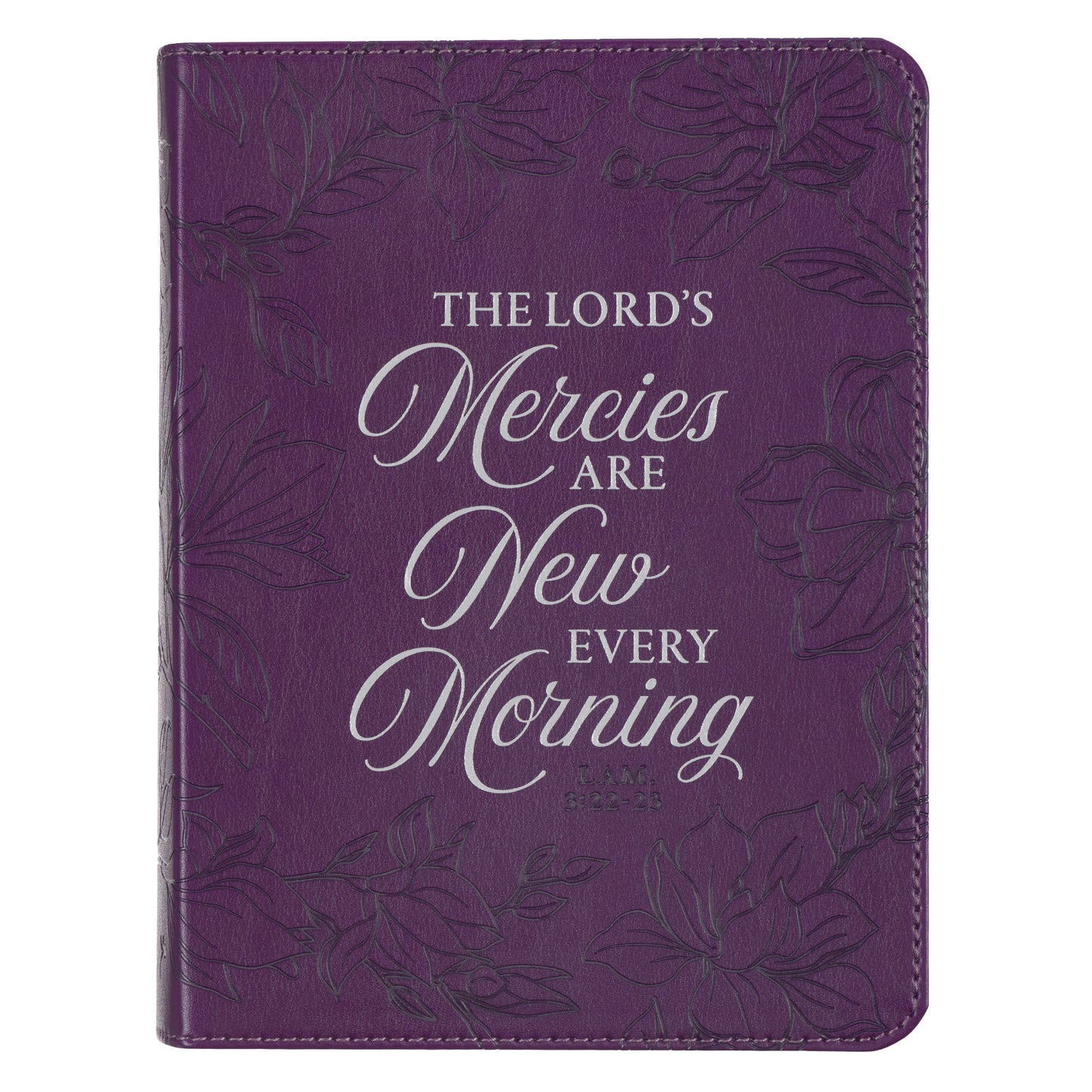 New Mercies Purple Floral Faux Leather Handy-sized Journal - Lamentations 3:22-23 - The Christian Gift Company