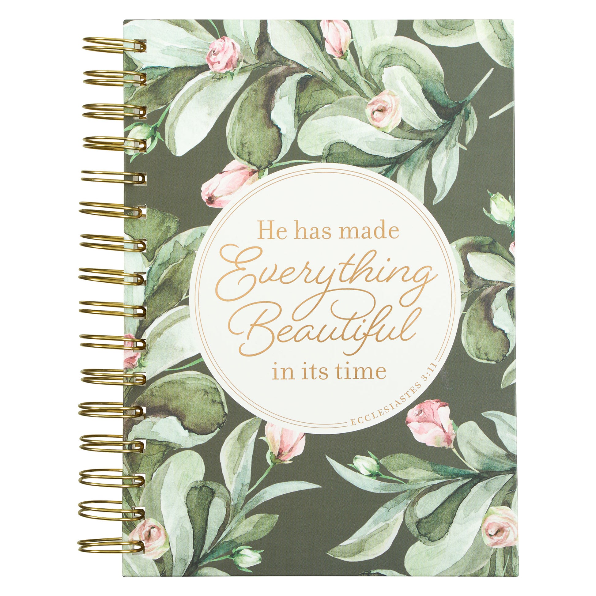 Everything Beautiful Green Wreath Wirebound Journal - Ecclesiastes 3:11 - The Christian Gift Company