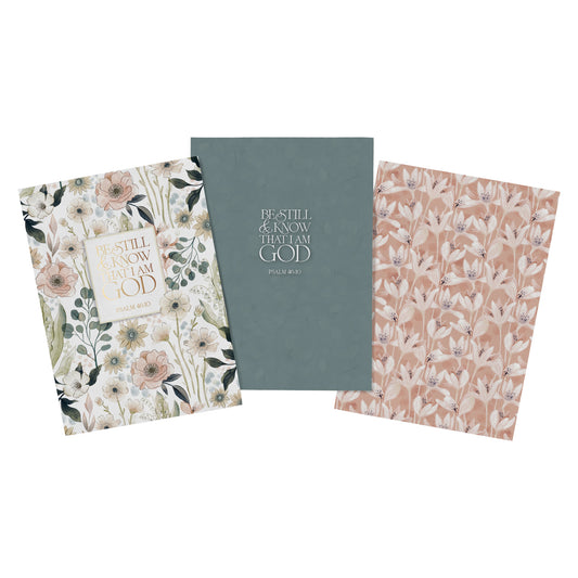 Be Still Teal Meadow Large Notebook Set - Psalm 46:10 - The Christian Gift Company