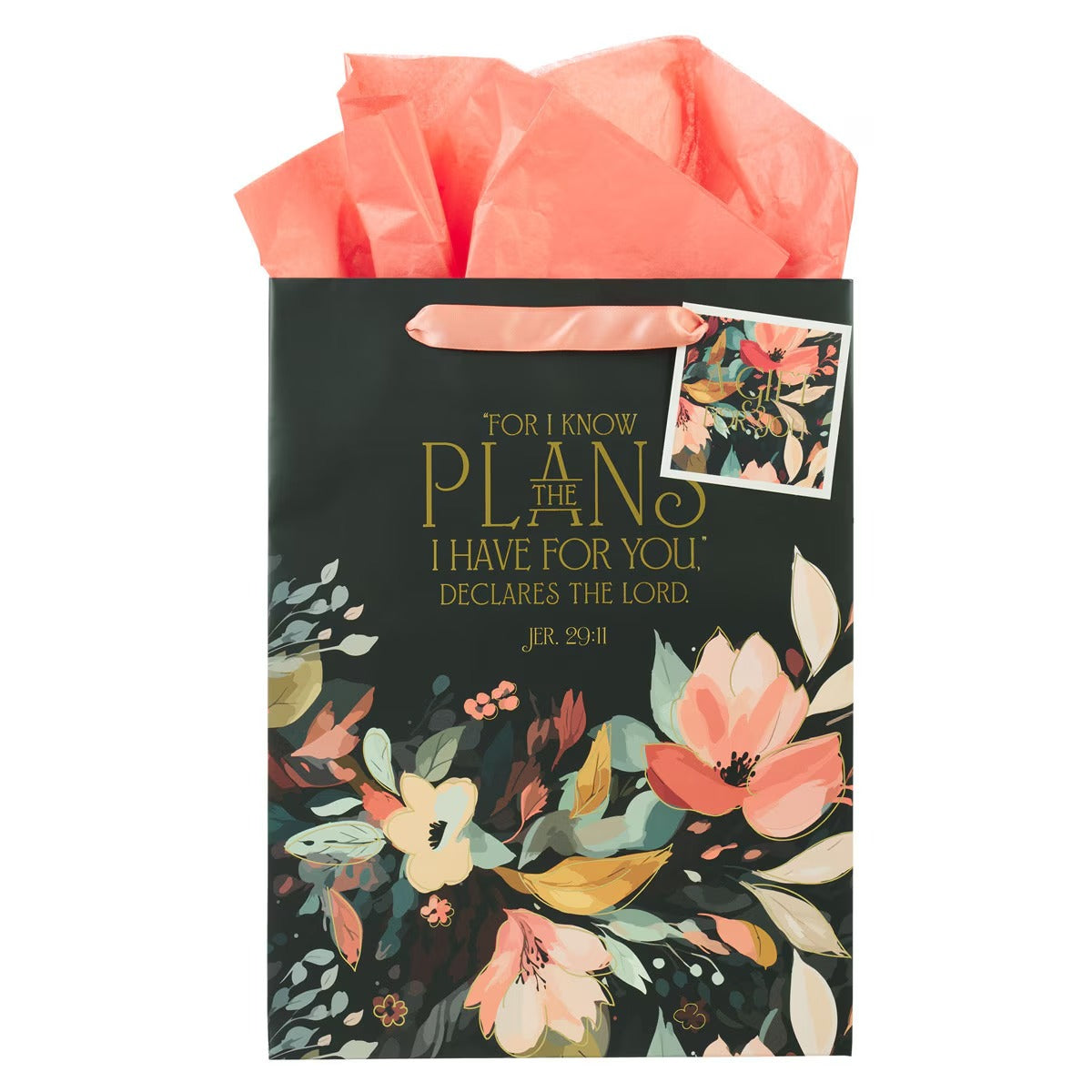 Hope and a Future Midnight Botanical Large Portrait Gift Bag - Jeremiah 29:11 - The Christian Gift Company