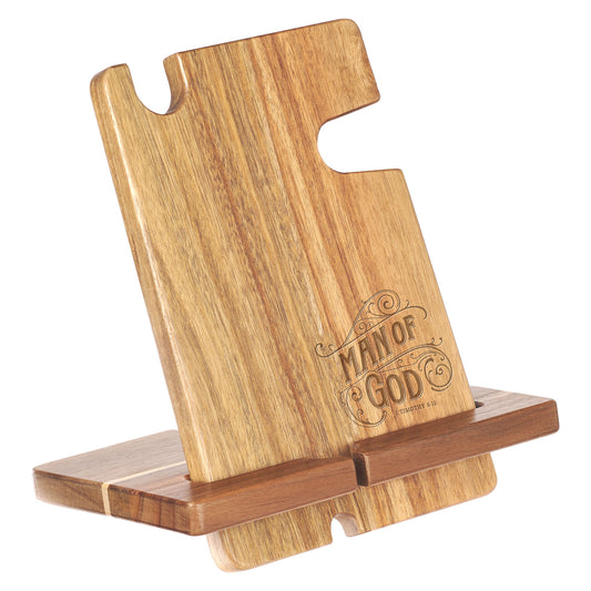 Man of God Acacia Wood Personal Accessory Organiser - 1 Timothy 6:11 - The Christian Gift Company