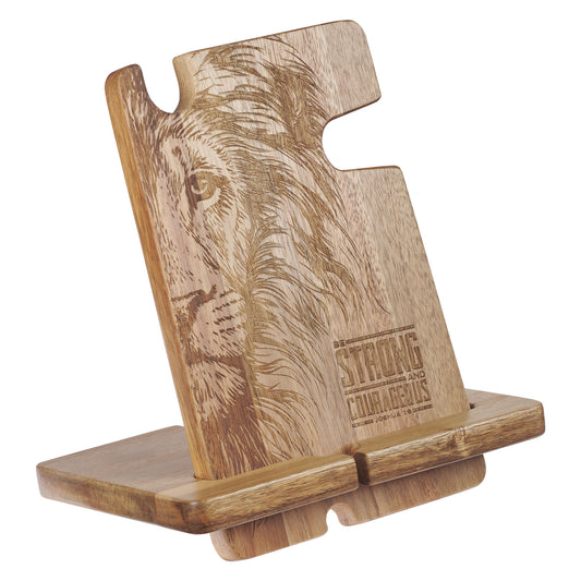 Strong and Courageous Acacia Wood Personal Accessory Organiser - Joshua 1:9 - The Christian Gift Company