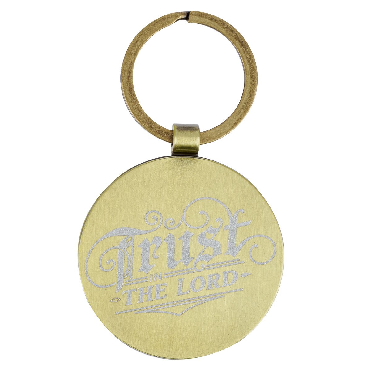 Proverbs 3:5 Brass Metal Keyring - The Christian Gift Company