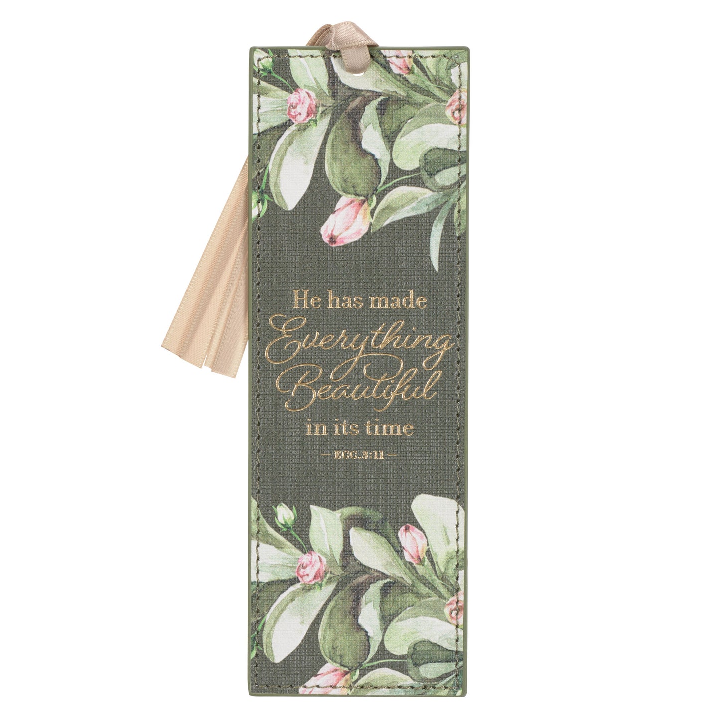Everything Beautiful Green Faux Leather Bookmark - Ecclesiastes 3:11 - The Christian Gift Company