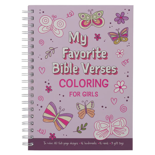 My Favorite Bible Verses Pink Wirebound Coloring Book for Girls - The Christian Gift Company