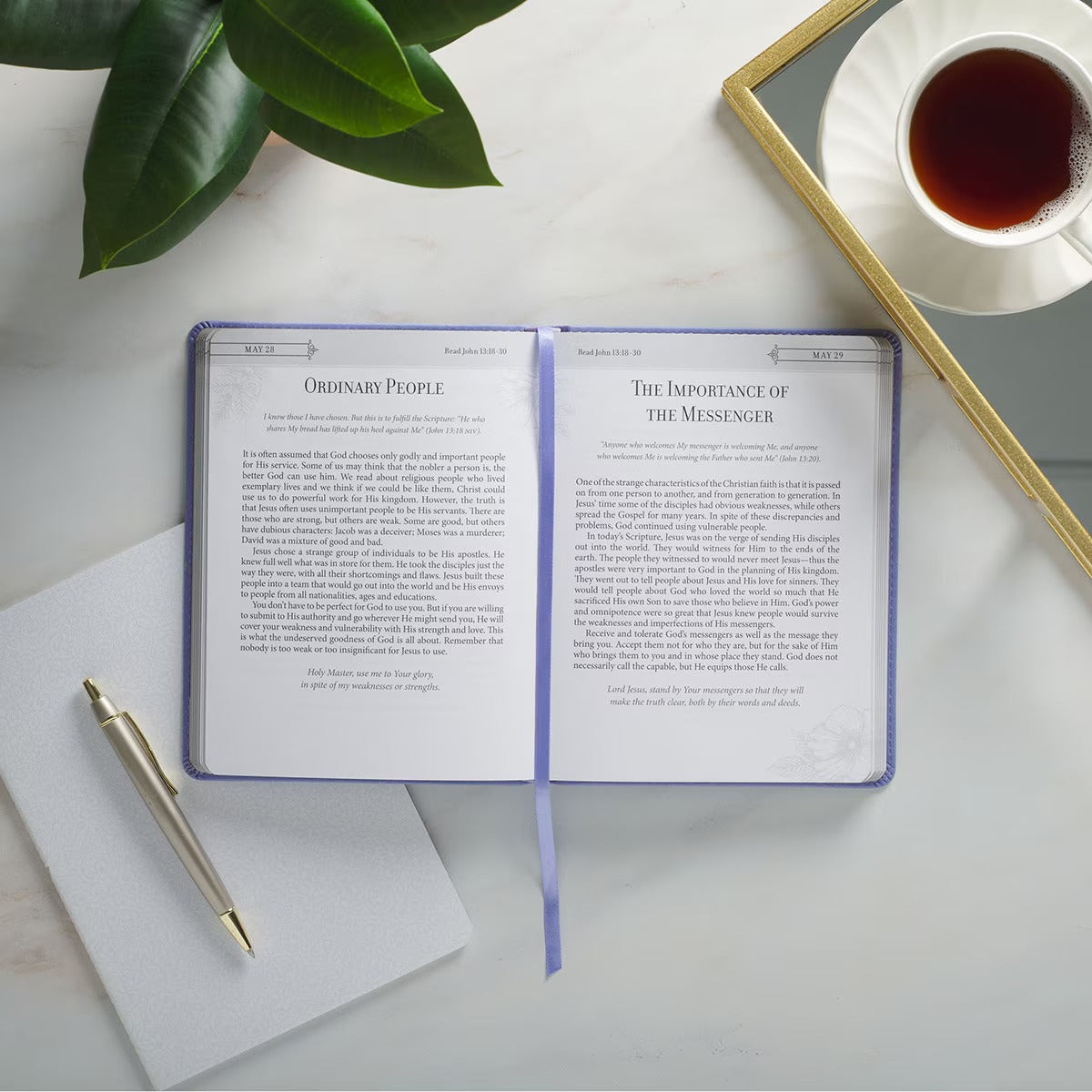 Trusting in God Lavender Faux Leather Devotional - The Christian Gift Company