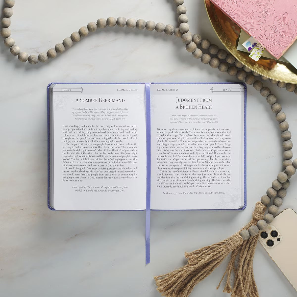Trusting in God Lavender Faux Leather Devotional - The Christian Gift Company