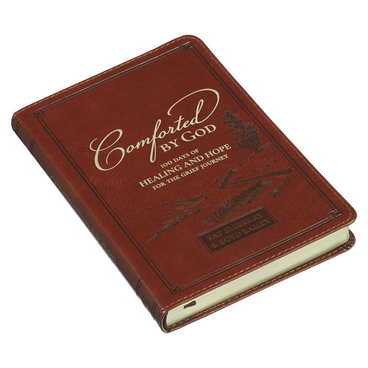 Comforted by God Honey-Brown Faux Leather Devotional Gift Book - The Christian Gift Company