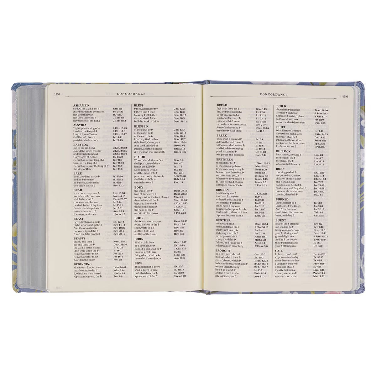 Blue Floral Hardcover Faux Leather King James Version Note-taking Bible - Colossians 3:2 - The Christian Gift Company