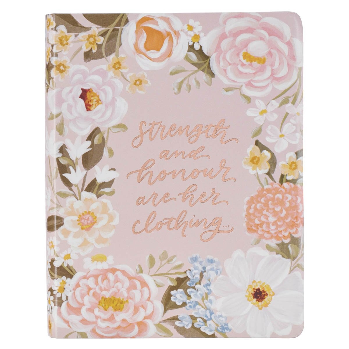 Peach Floral Faux Leather King James Version Note-taking Bible - Proverbs 31:25