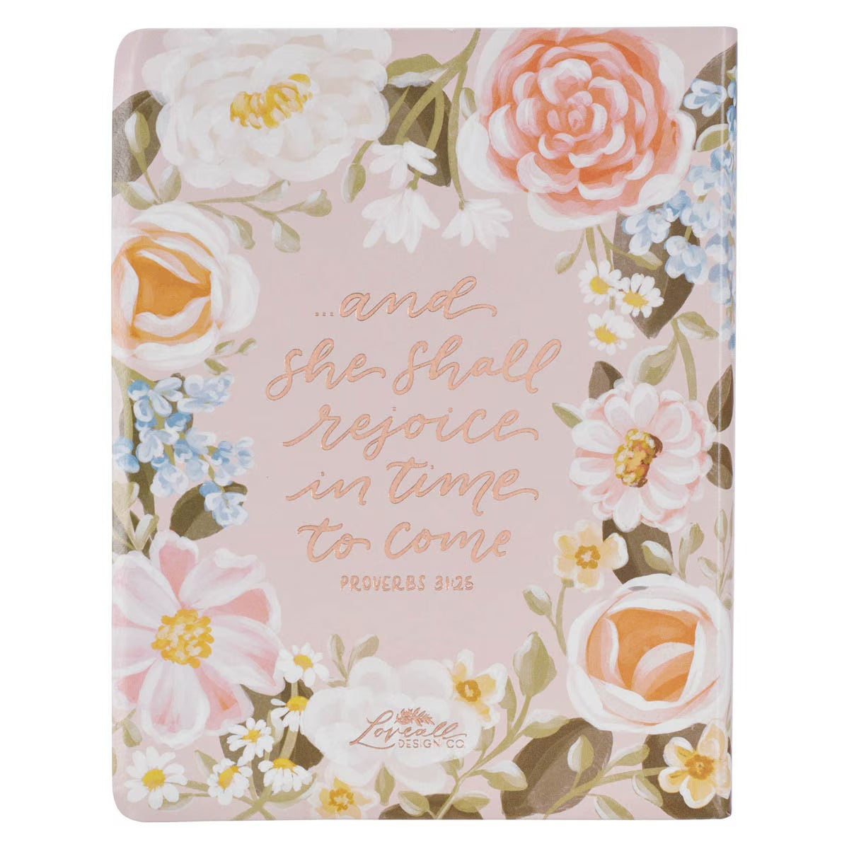 Peach Floral Faux Leather King James Version Note-taking Bible - Proverbs 31:25