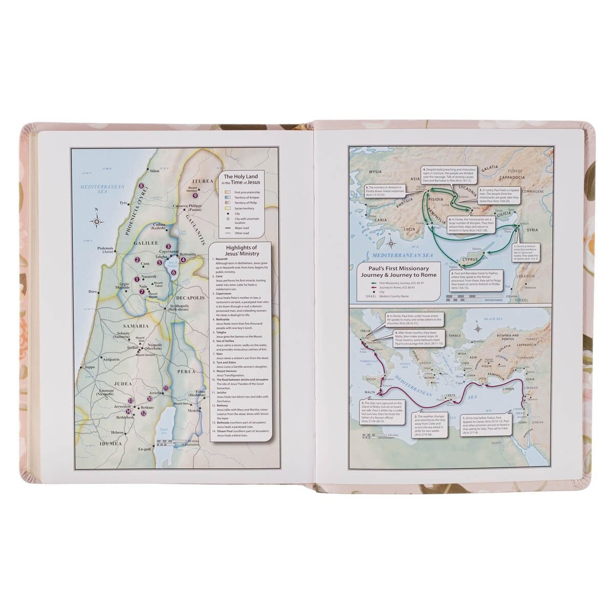 Peach Floral Faux Leather King James Version Note-taking Bible - Proverbs 31:25 - The Christian Gift Company