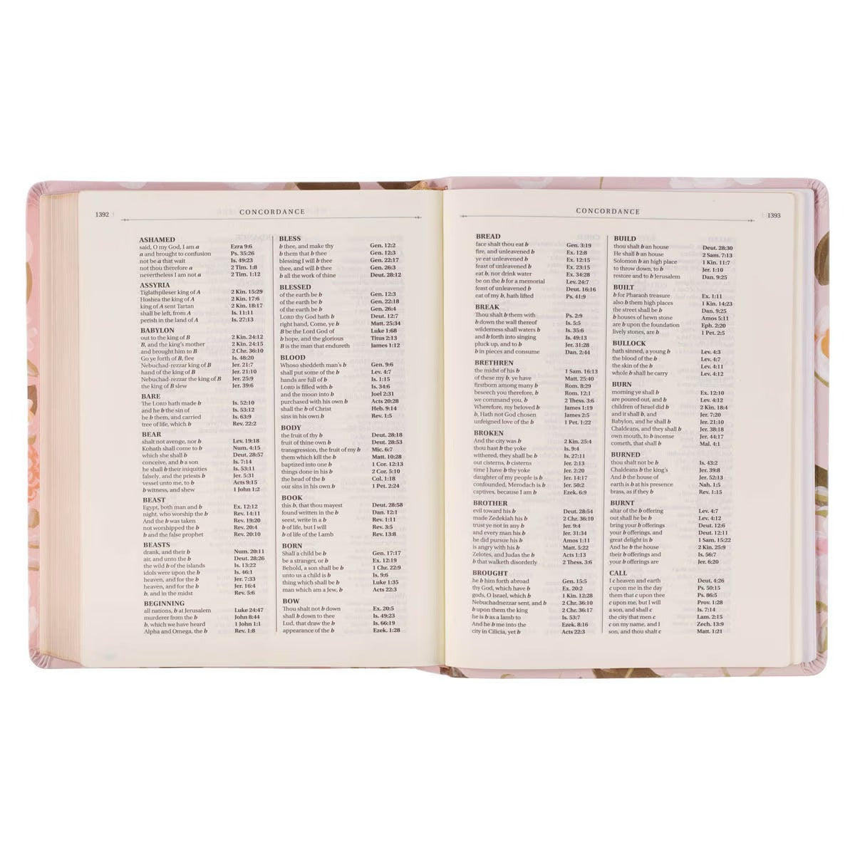 Peach Floral Faux Leather King James Version Note-taking Bible - Proverbs 31:25 - The Christian Gift Company