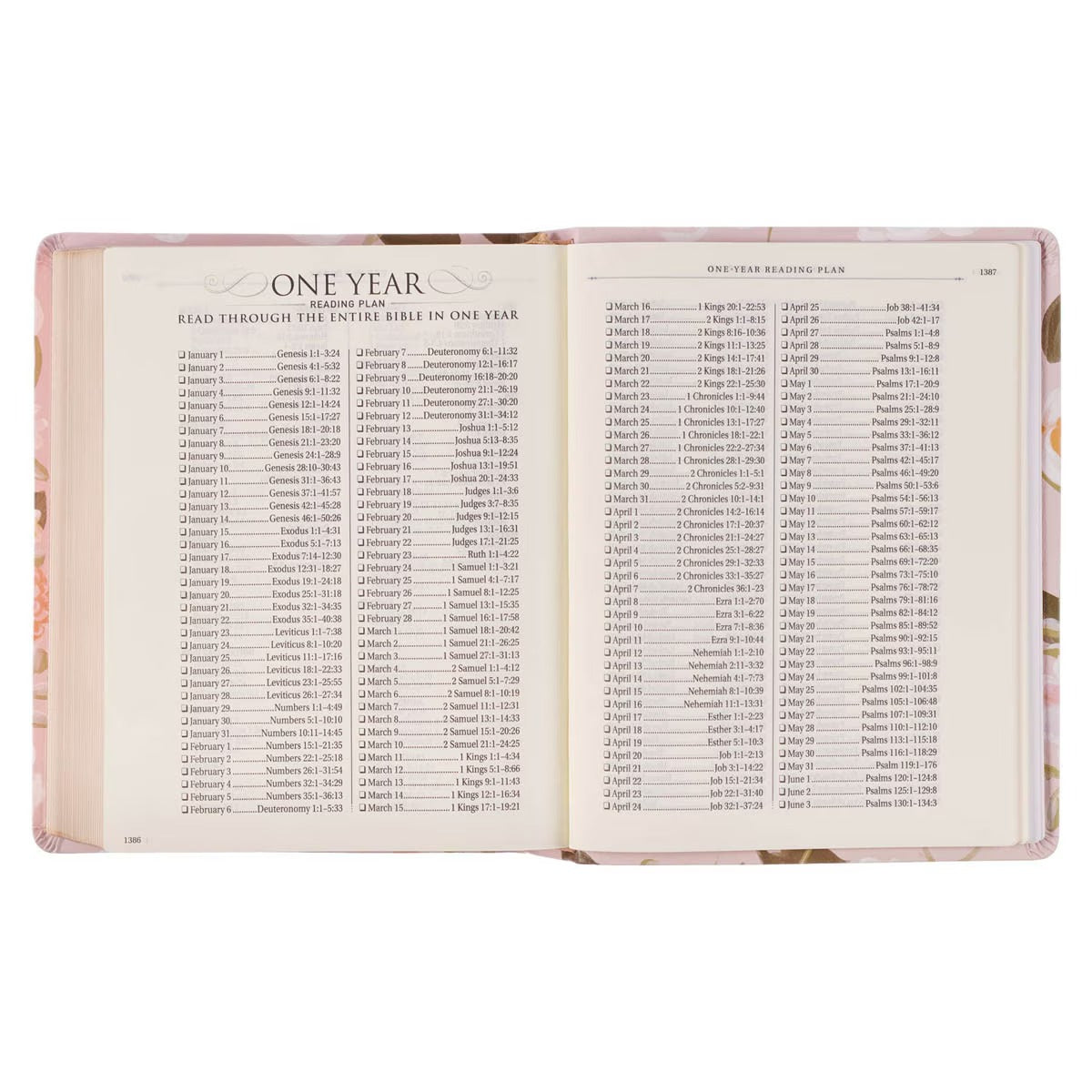 Peach Floral Faux Leather King James Version Note-taking Bible - Proverbs 31:25 - The Christian Gift Company