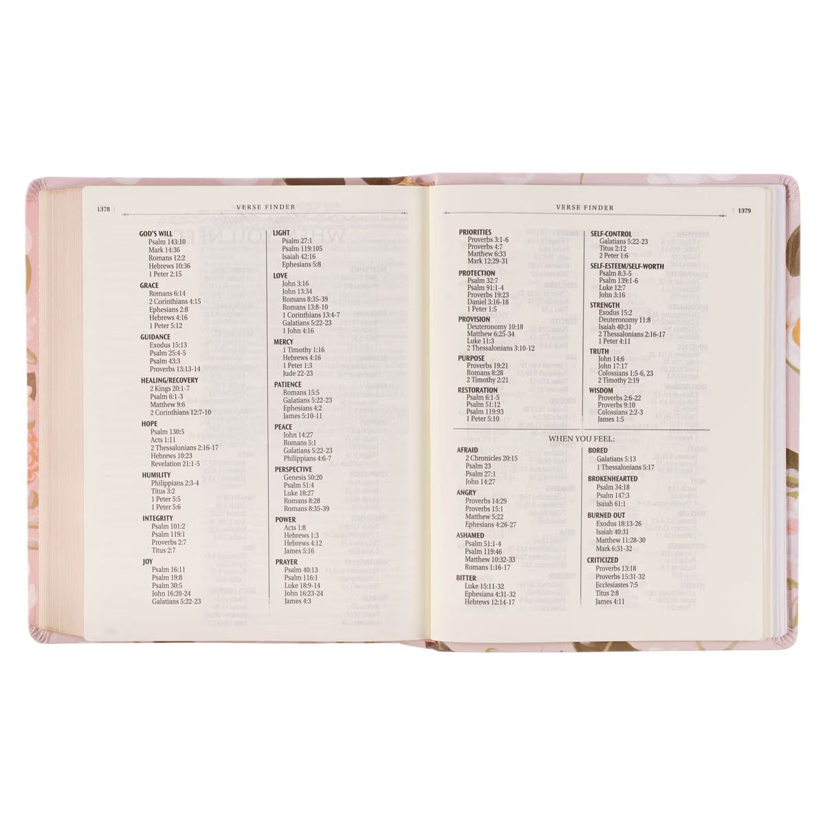 Peach Floral Faux Leather King James Version Note-taking Bible - Proverbs 31:25 - The Christian Gift Company