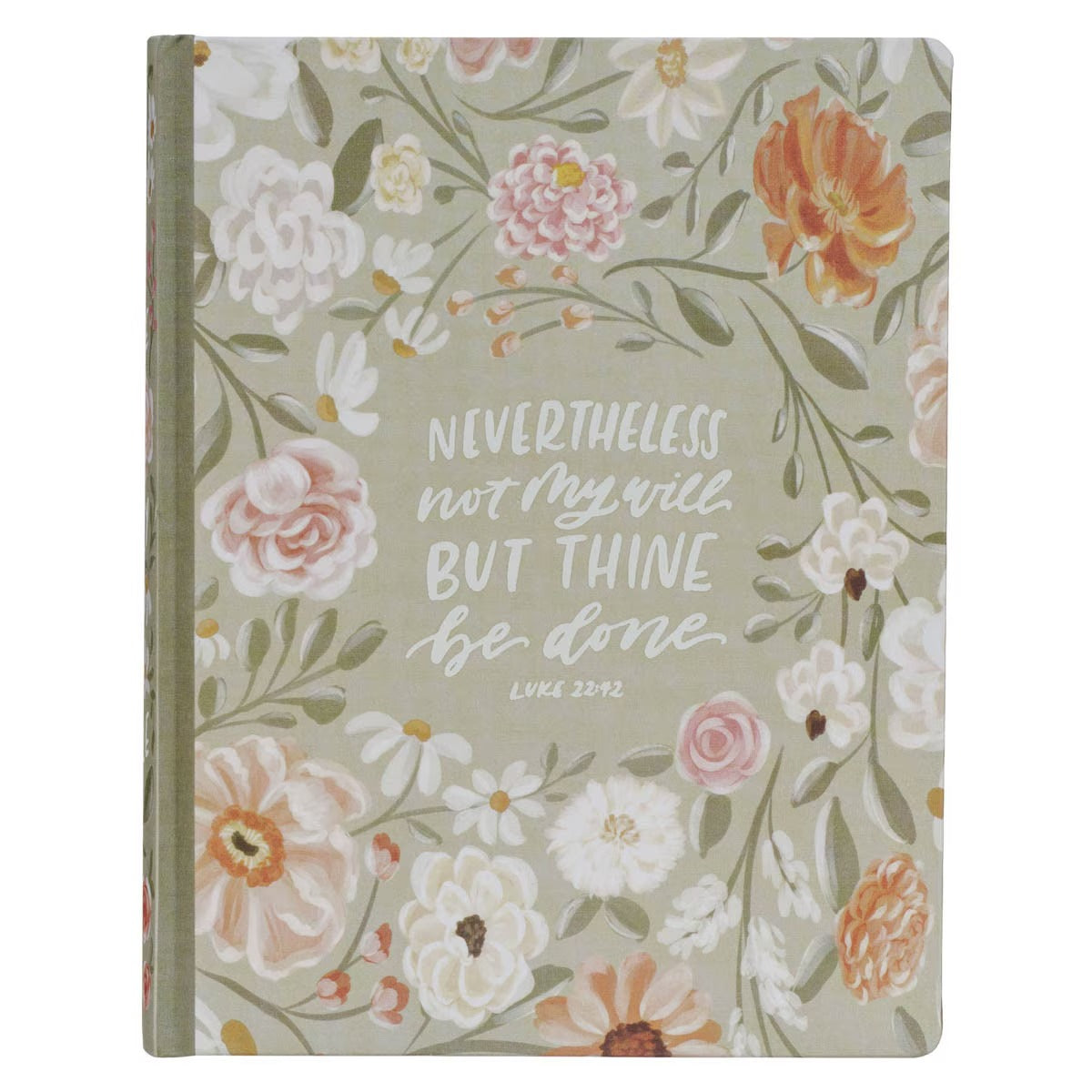 Sage Green Hardcover Large Print King James Version Note-taking Bible - Luke 22:42 - The Christian Gift Company